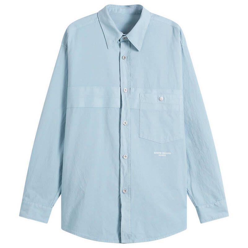 ストーンアイランド メンズ トップス シャツ ナイロン コットン Stone Island Marina Cottonylon Panama Overshirt Dust Blue ブルー