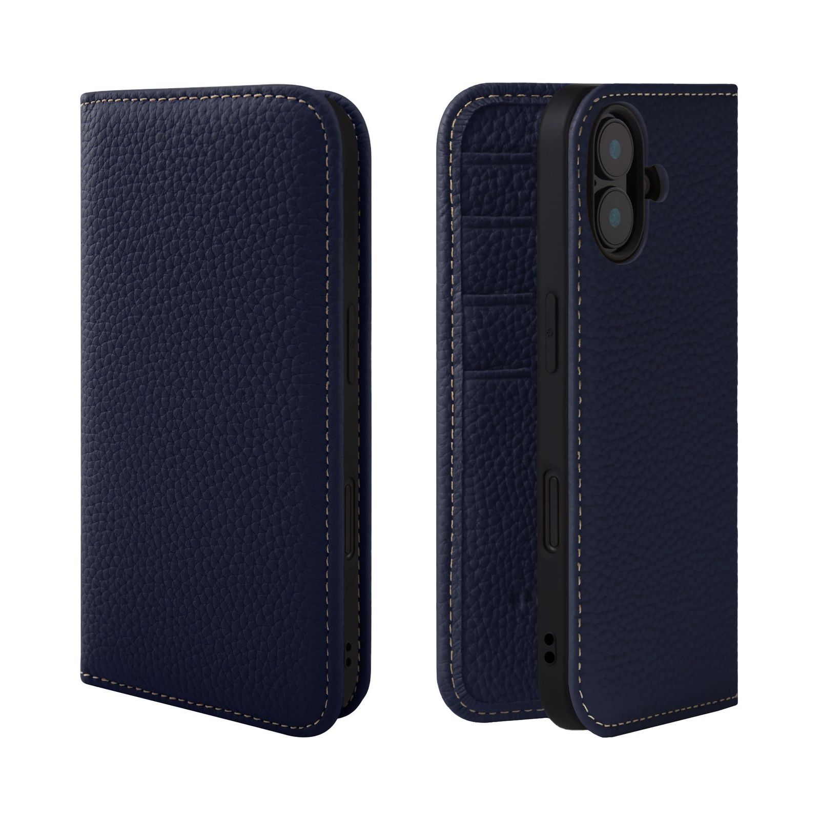 新品 HANATORA for iPhone 16Plus ケース 手帳型 本革 スマホケース スマホ スタンド コードホルダー 付き シュリンクカーフレザー マグネットなし ブルーインディゴ PH-16Plus-BlueIndigo ギフト 誕生日 女性 男