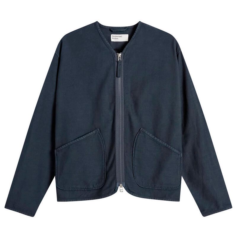 ユニバーサルワークス メンズ アウター ジャケット・ブルゾン Tシャツ Universal Workslub Sateen Zip Liner Jacket Navy ネイビー
