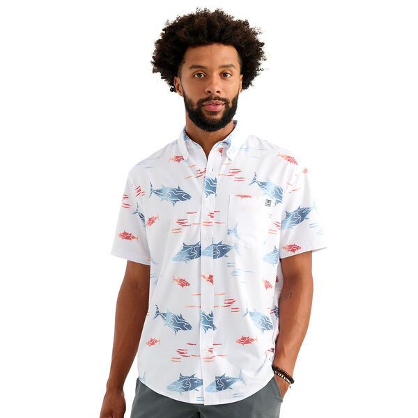 フック メンズ トップス シャツ ボタンダウン HUK Menshort Sleeve Kona Button Down White 8 ホワイト