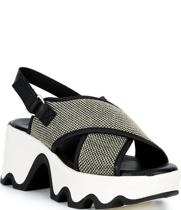 ソレル レディース シューズ サンダル プラットフォーム Sorel Kinetic Aura Slingback TXT Platform Sandals BlackBleached Ceramic ブラック