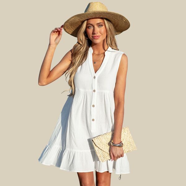 カップシー レディース トップス ワンピース フリル裾 フリル Cupshe Womens Ruffle Hem Coverup Dress White ホワイト