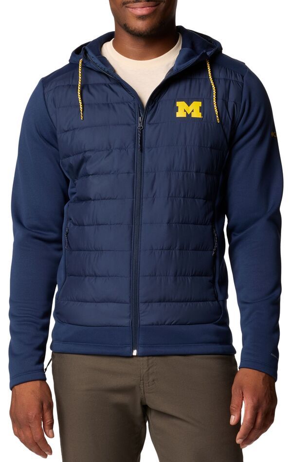 コロンビア メンズ アウター ジャケット・ブルゾン Columbia Mens Michigan Wolverines Collegiate Navy Hybrid FullZip Jacket NoColor ネイビー