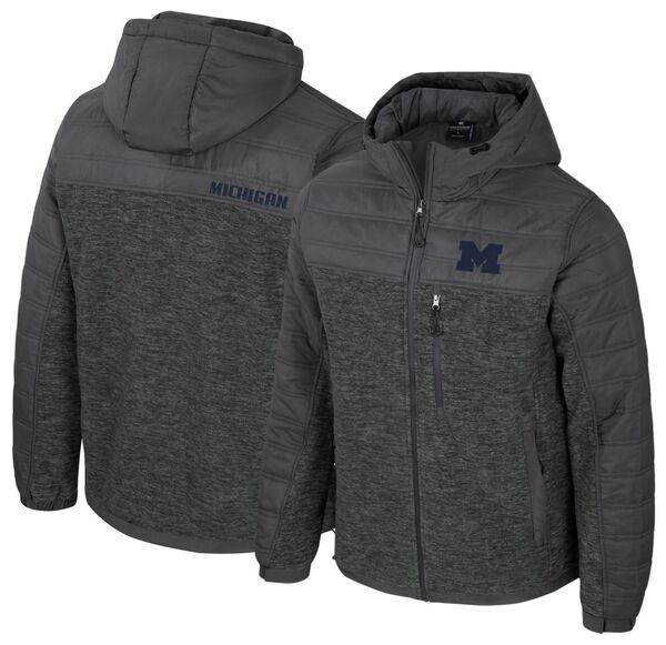 コロシアム メンズ アウター ジャケット・ブルゾン Colosseumens Michigan Wolverines Charcoal Nightman FullZip Jacket NoColor チャコール