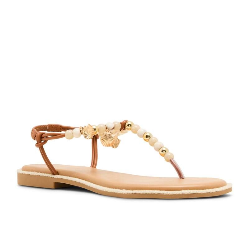 マッデンガール レディース シューズ サンダル madden girl Shells Womens Beaded Thong Sandals Cognac