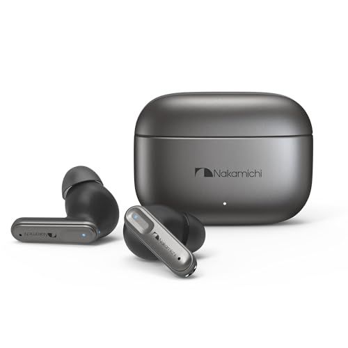 Nakamichi ワイヤレスイヤホン Bluetooth 5.3 アクティブノイズキャンセリング ハンズフリー通話 ブルートゥースイヤホン 合金製ケース 外音取り込み 無線イヤホン 最大15時間 片耳モード カナル型イヤフォン ELITE bca31277