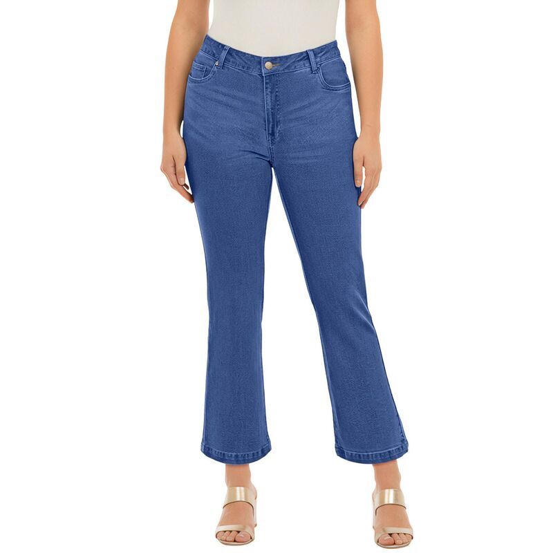 ロアマンズ レディース ボトムス カジュアルパンツ プラスサイズ クロップド Roamans Womens Plusize Classic StretchighRise KickFlare Cropped Jean Medium Blue ブルー