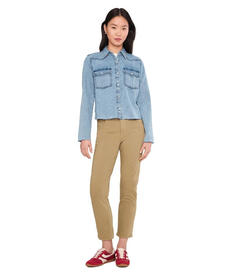 カットフロムザクロス レディース トップス シャツ KUT from the Kloth Posey Long Sleeve Shirt With Frayed Hem Addressed