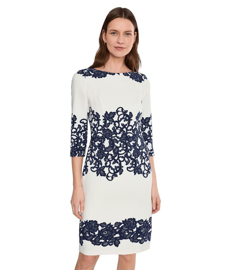 アドリアナ パペル レディース トップス ワンピース レース Adrianna Papell Scrollace Short Dress IvoryNavy アイボリー