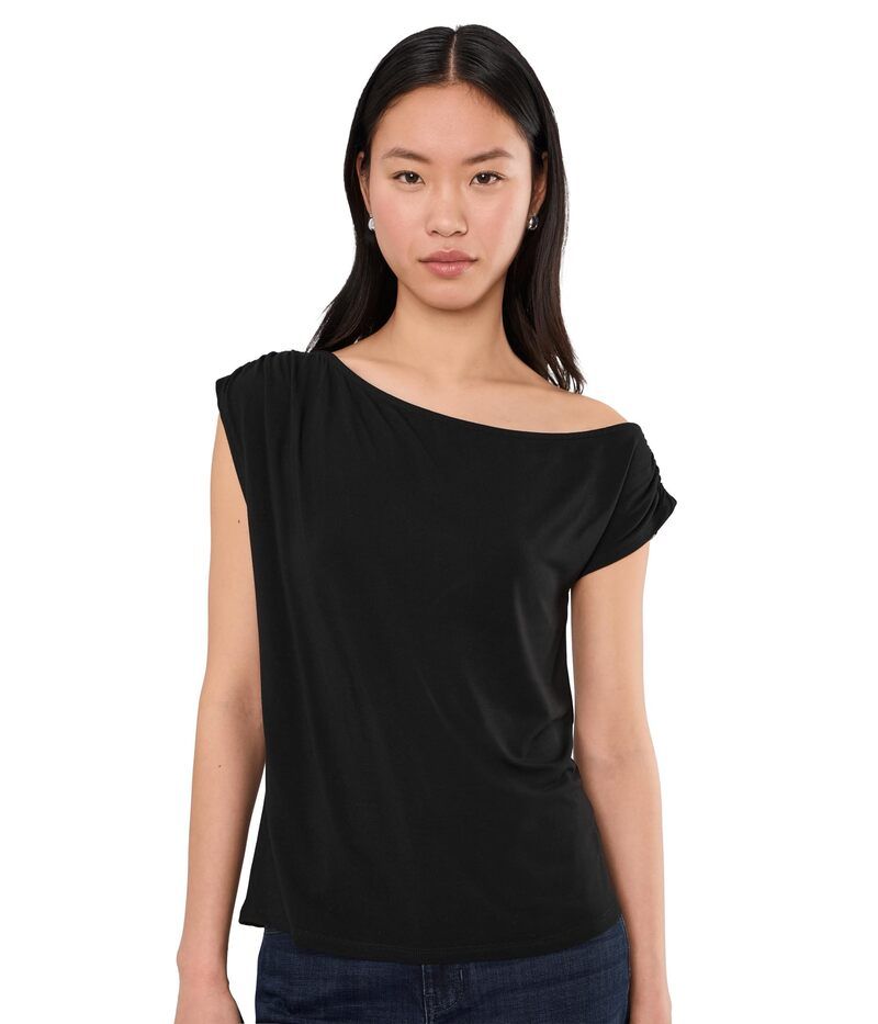 リヴァプール ロサンゼルス レディース トップス シャツ オフショルダー ニット Liverpoolos Angeleshort Sleeve Asymetric OffShoulder Knitop Black ブラック