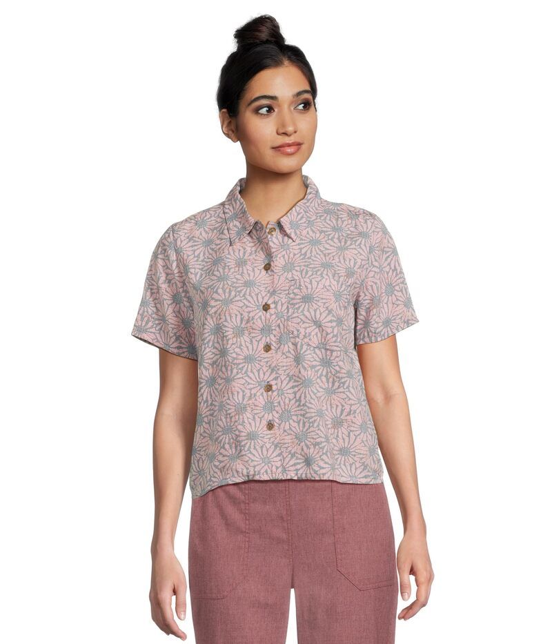 ロイヤルロビンズ レディース トップス シャツ Royal Robbins Camino Pucker Short Sleeve Sea Caledonia Print