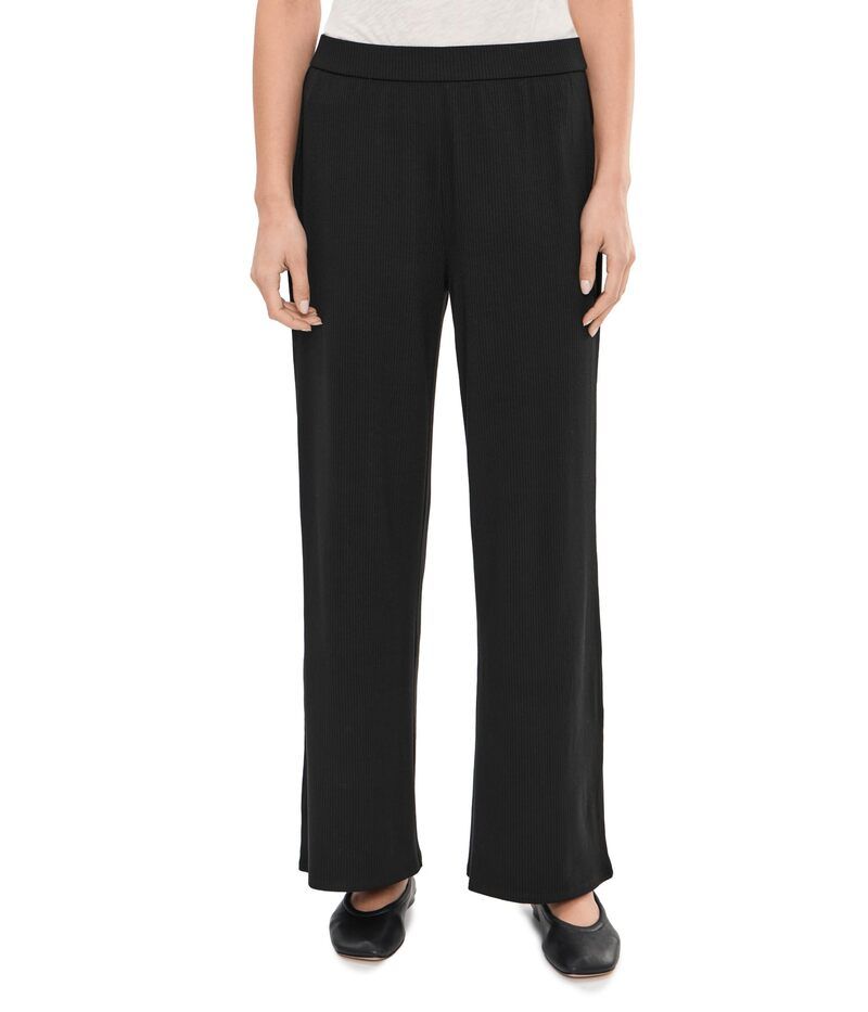 エイリーンフィッシャー レディース ボトムス カジュアルパンツ リブ ニット Eileen Fisheribbed Knit Wide Pants Black ブラック