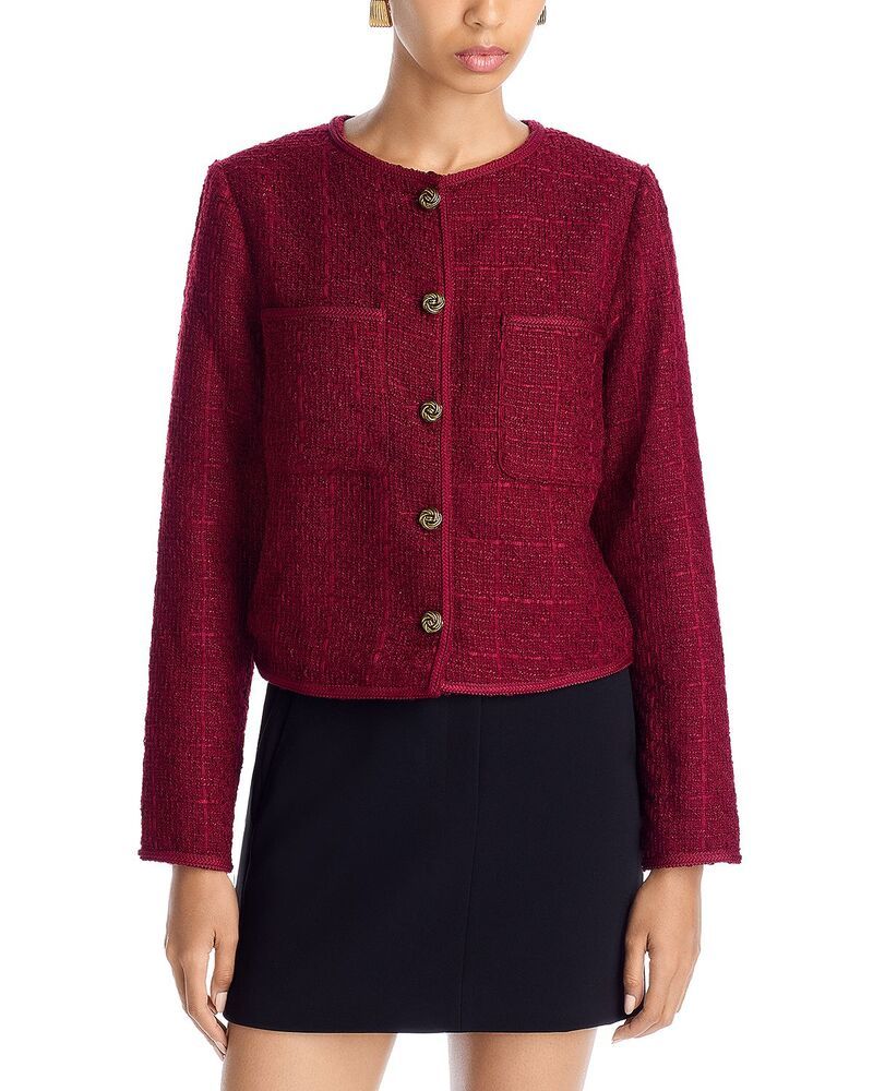 アクア レディース アウター ジャケット・ブルゾン ツイード AQUA Tweed Jacket Exclusive Dark Cherry