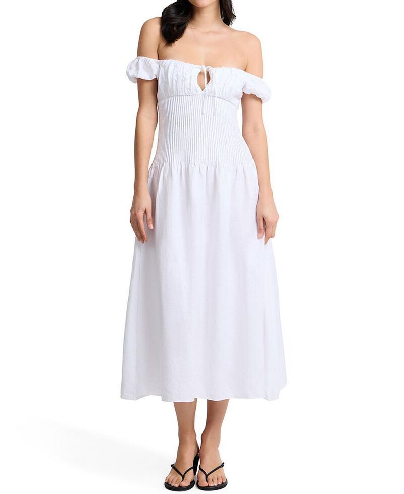 オニア レディース トップス ワンピース ミディ Onia Off Shoulder Midi Dress White ホワイト