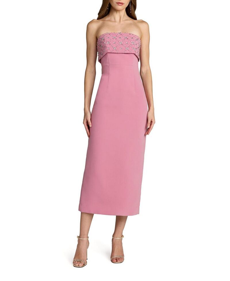 マックダガル レディース トップス ワンピース クレープ ストラップレス アンクル Mac Duggal Strapless Crepe Rhinestone Anklength Dress Orchid