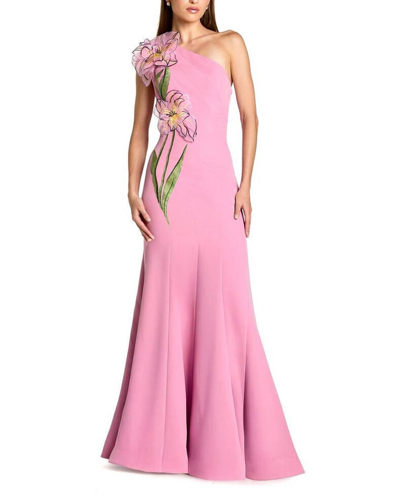マックダガル レディース トップス ワンピース クレープ A ライン フラワー柄 フラワー Mac Duggal One Shoulder Floral Detail Crepe A Line Gown Orchid