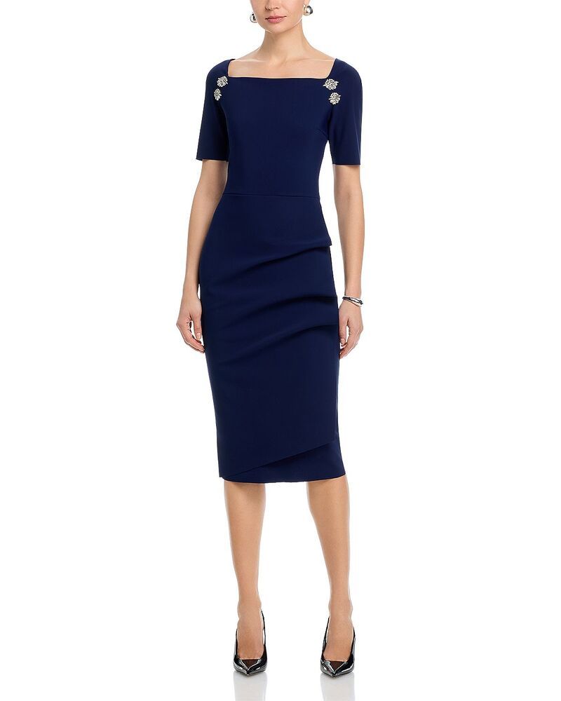 チアラ ボニ プティ ローブ レディース トップス ワンピース Chiara Boni La Petite Robe Molai Square Neck Dress Blu Notte
