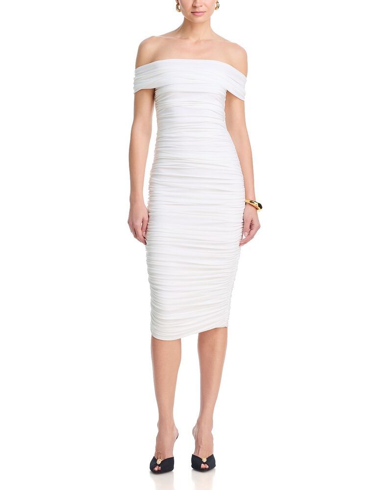 ノーマカマリ レディース トップス ワンピース ノースリーブ Norma Kamali Sleeveless Cowl Neck Side Shirredressnowhite ホワイト