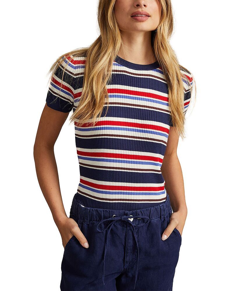 ベラダール レディース トップス Tシャツ クルーネック Bella Dahl Fitted Crewneck Tee Seaside Stripe ストライプ