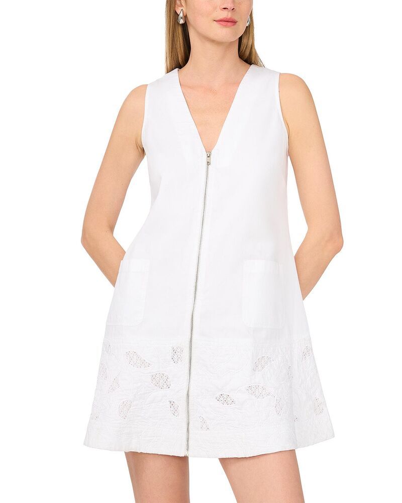 ワンステイト レディース トップス ワンピース Vネック ミニ 刺繍 1STATE V Neck Embroidered Mini Dress Ultra White ホワイト