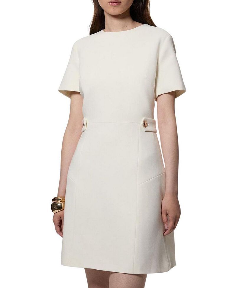 カレンミレン レディース トップス ワンピース ミニ Karen Millen Tab Detailored Mini Dress Cream クリーム