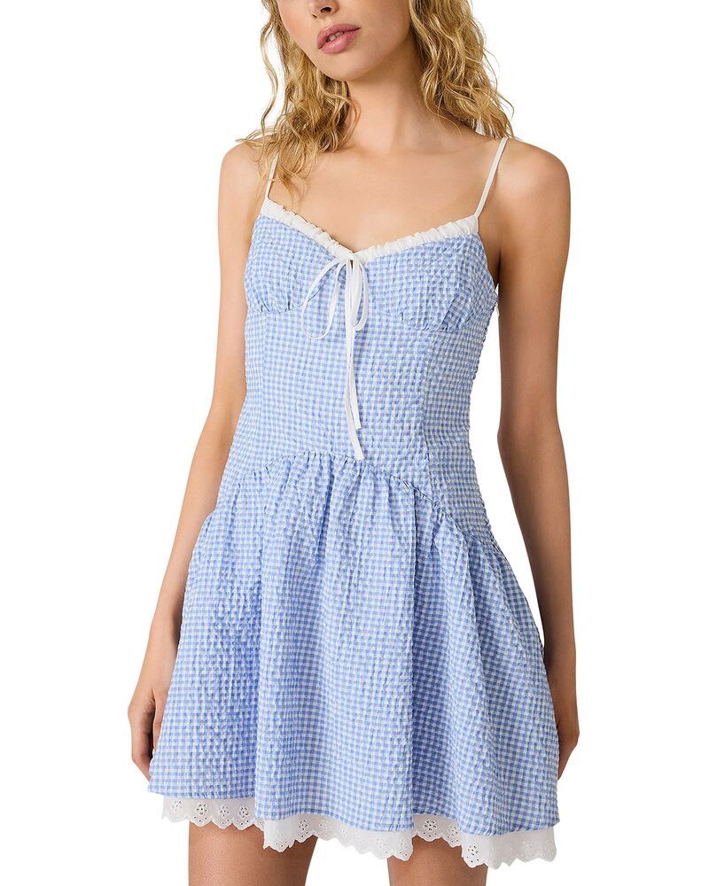 スティーブ マデン レディース トップス ワンピース STEVE MADDEN Miette Dress Pale Blu Check チェック