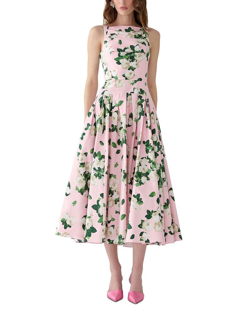 キャロライナヘレラ レディース トップス ワンピース ミディ Carolina Herrera Drop Waist Midi Dress Rosewater Multi マルチカラー