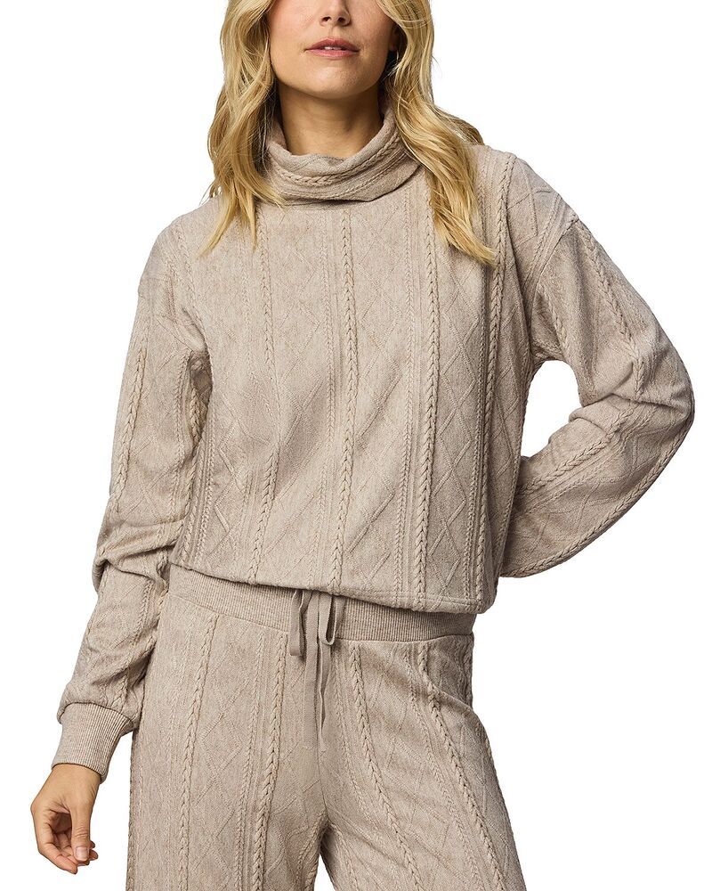 スプレンディット レディース トップス シャツ タートルネック Splendid Cable Lounge Turtleneck Top Cappucino