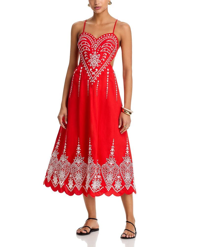 ファーム レディース トップス ワンピース ノースリーブ FARM Rio Heart Richilieu Sleeveless Dress Dark Red レッド