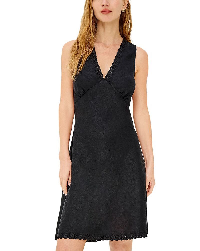 レイルズ レディース トップス ワンピース ミニ リネン Rails Bex Linen Scalloped Mini Dress Black Linen ブラック