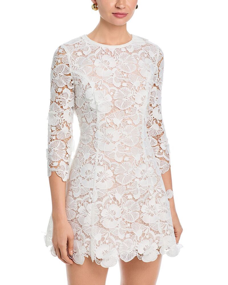 ミリー レディース トップス ワンピース ミニ レース MILLY Emmie Lace Mini Dress Off White オフホワイト