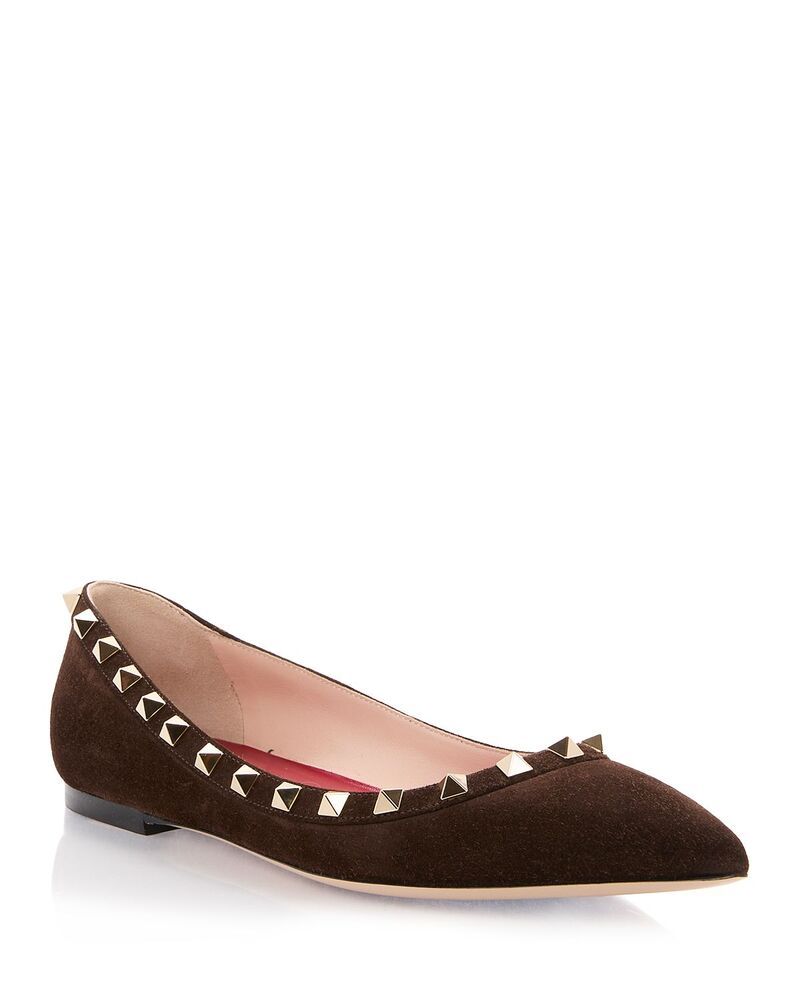 ヴァレンティノ レディース シューズ パンプス Valentino Garavani Womens Rockstud Ballet Flats Brown ブラウン