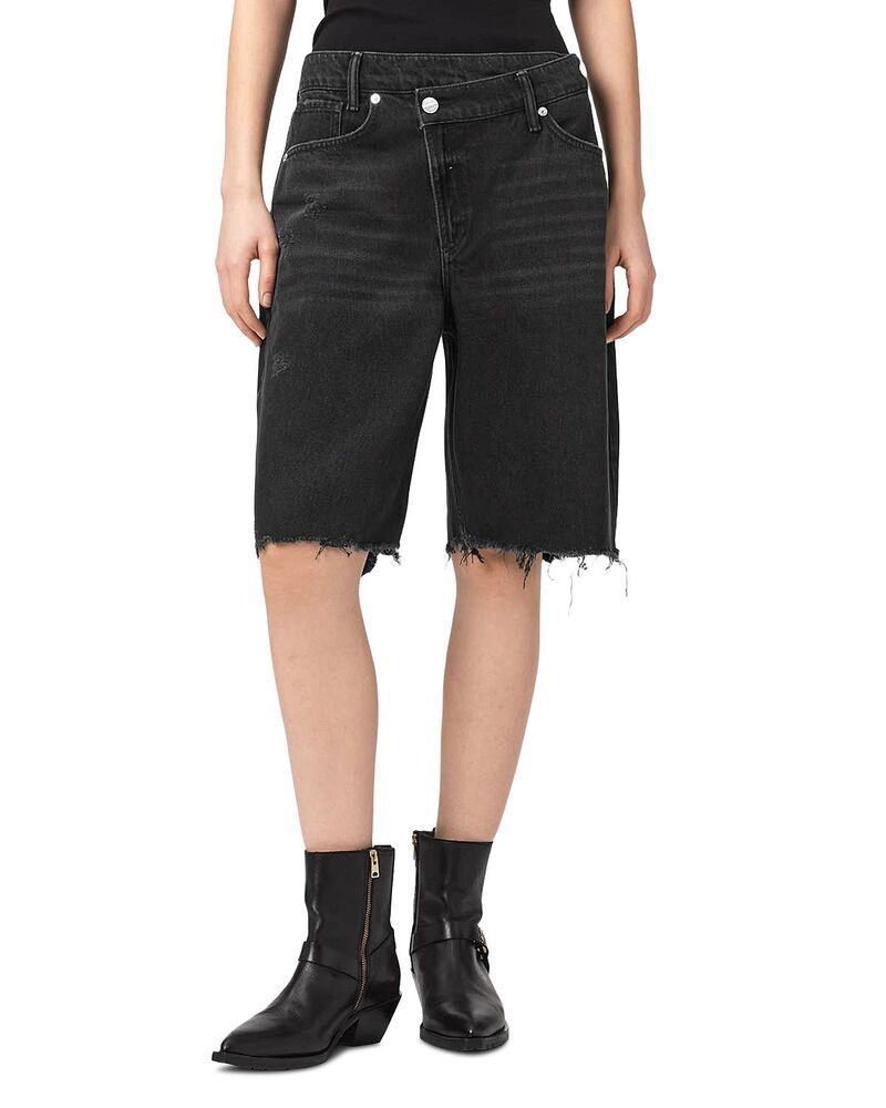 オールセインツ レディース ボトムス ハーフパンツ・ショーツ ショートパンツ デニム ALLSAINTS Aki Crossover Denim Shorts Washed Black ブラック