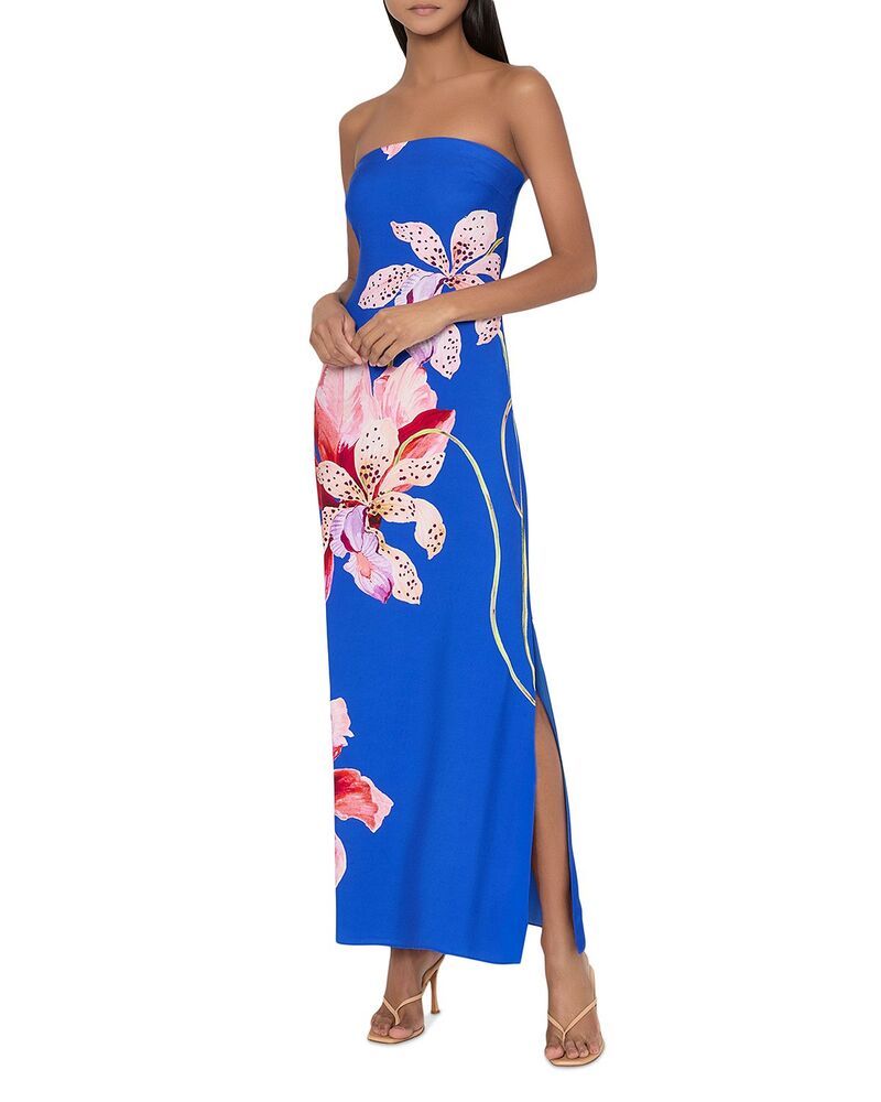 ミリー レディース トップス ワンピース サテン マキシ MILLY Vera Satin Maxi Dress Blue Multi ブルー