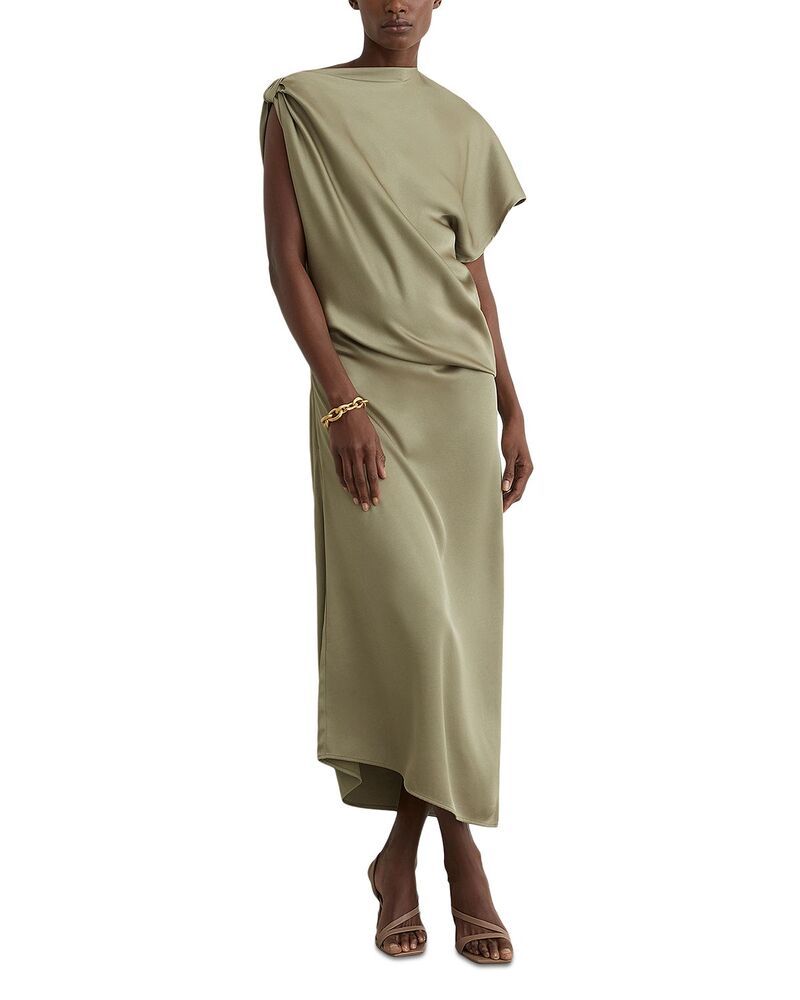 レイス レディース トップス ワンピース アシンメトリー REISS Kenzie Asymmetric Dress Khaki Green グリーン