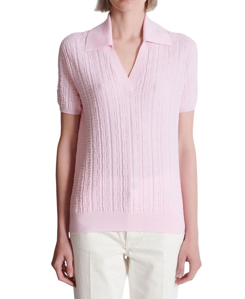 バルマン レディース トップス ポロシャツ ニット Balmain Monogram Knit Polo Pink ピンク 104,400円