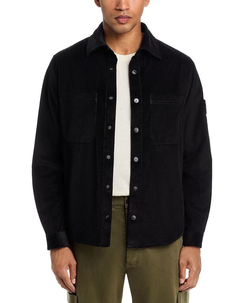 ストーンアイランド メンズ トップス シャツ コーデュロイ コットン Stone Island Cotton Micro Corduroy Snap Front Overshirt Black ブラック