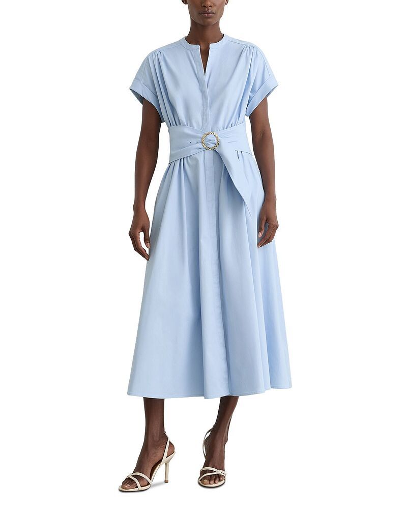 レイス レディース トップス ワンピース ミディ REISSally Belted Midi Dress Blue ブルー