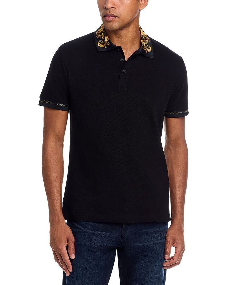 ヴェルサーチ メンズ トップス ポロシャツ コットン Versace Jeans Couture Cotton Piquet Polo BlackGold ブラック