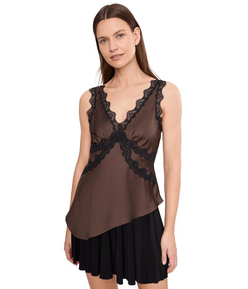 オールセインツ レディース トップス シャツ シルク レース Allsaintsilka Lace Cami Bitter Brown ブラウン