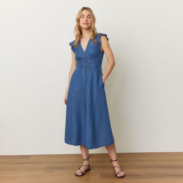 マリーン レイヤー レディース ボトムス カジュアルパンツ ミディワンピース ミディ Marine Layer Womens Camila Midi Dress Medium Wash
