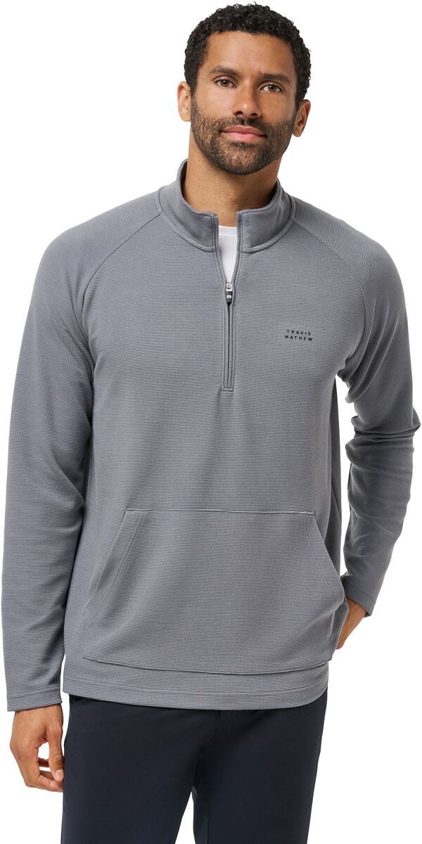 トラビスマヒュー メンズ トップス シャツ TravisMathew Mens Perfromance Waffle Golf 14 Zip Quiet Shade