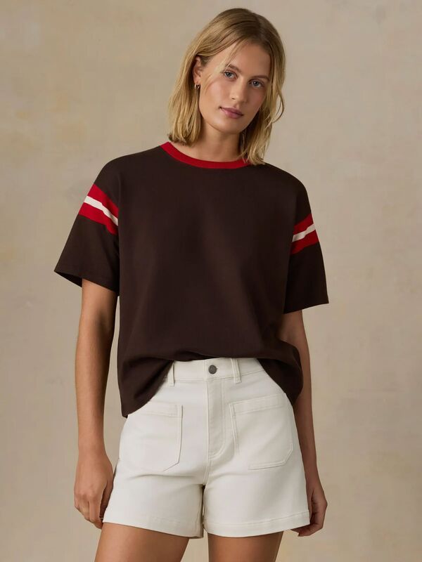 ファレティ レディース トップス Tシャツ ジャージー Faherty Womensport Jersey Throwback TShirt Espresso Varsity