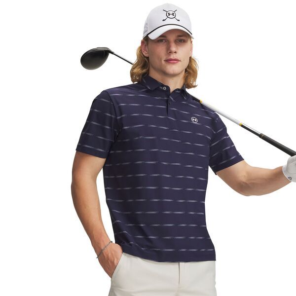 アンダーアーマー メンズ トップス ポロシャツ プリント Under Armour Mens UA Drive Chill Printed Golf Polo Midnight NavyBlue HazeWhite ホワイト