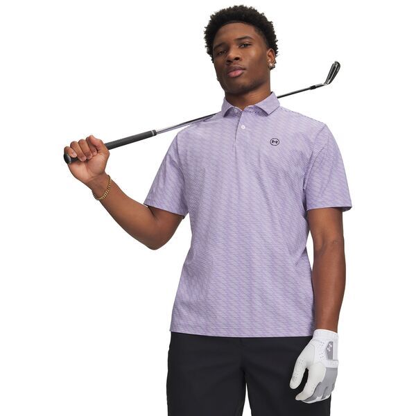 アンダーアーマー メンズ トップス ポロシャツ プリント Under Armour Mens UA Drive Chill Printed Golf Polo Purple CrestWhiteBlack ホワイト