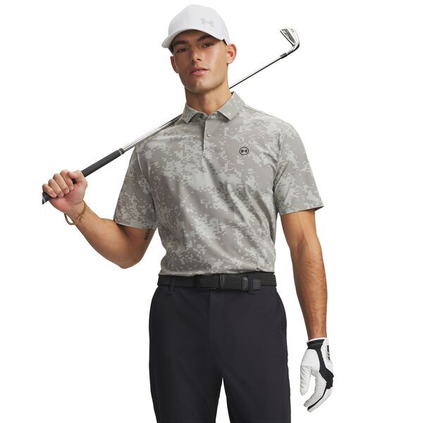 アンダーアーマー メンズ トップス ポロシャツ プリント Under Armour Mens UA Drive Chill Printed Golf Polo TitaniumClay GreenBlack ブラック