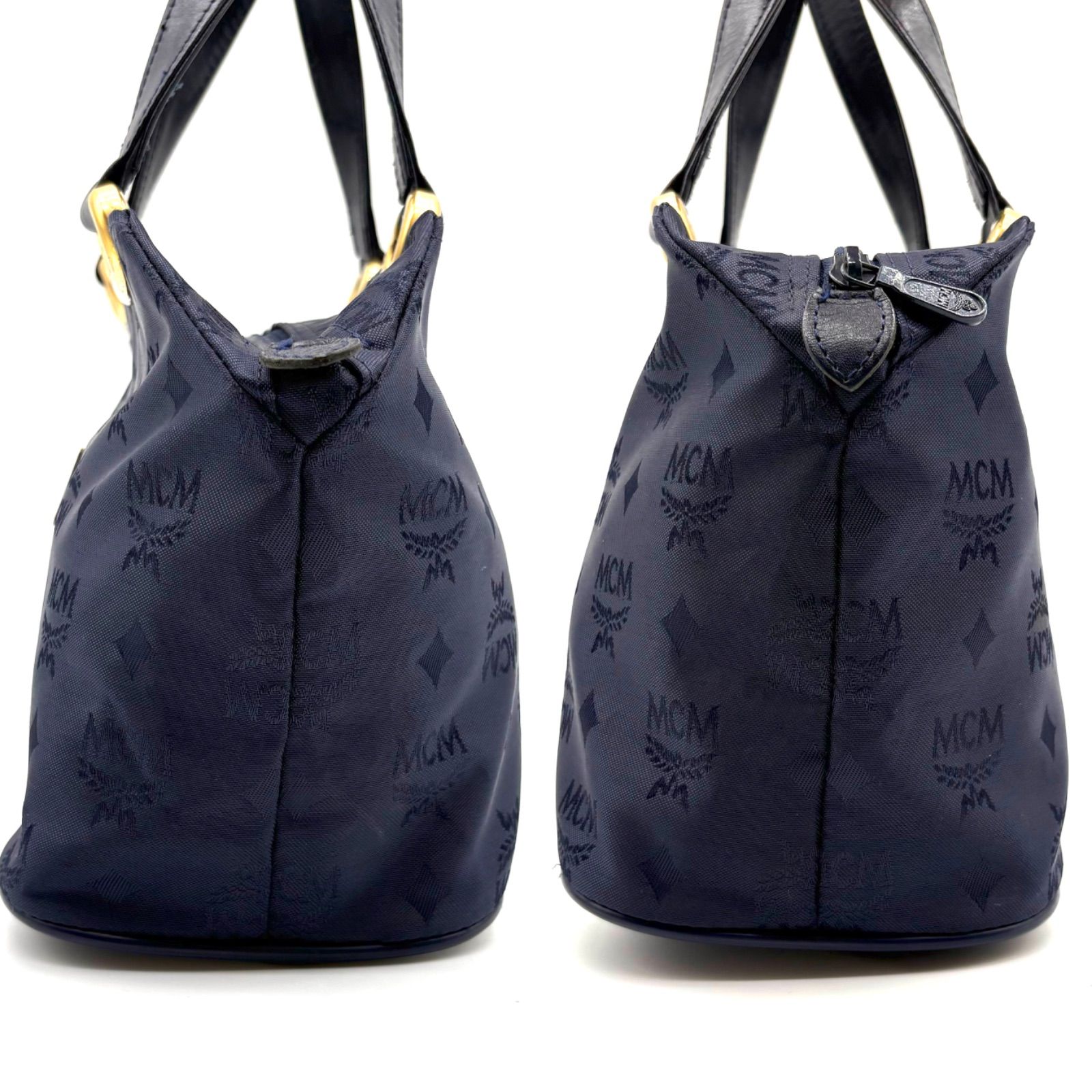 MCM monogram Visetos Nylon Handbag Navy tote bag エムシーエム 