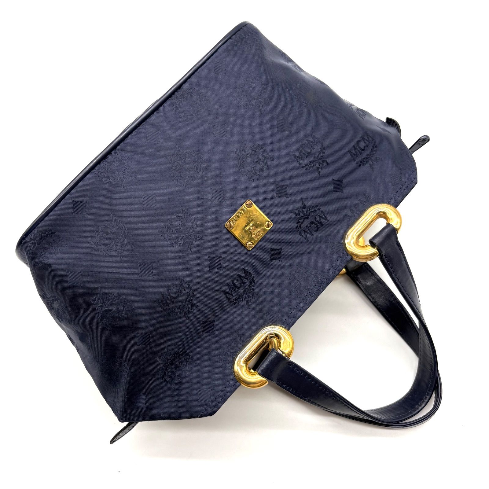 MCM monogram Visetos Nylon Handbag Navy tote bag エムシーエム 