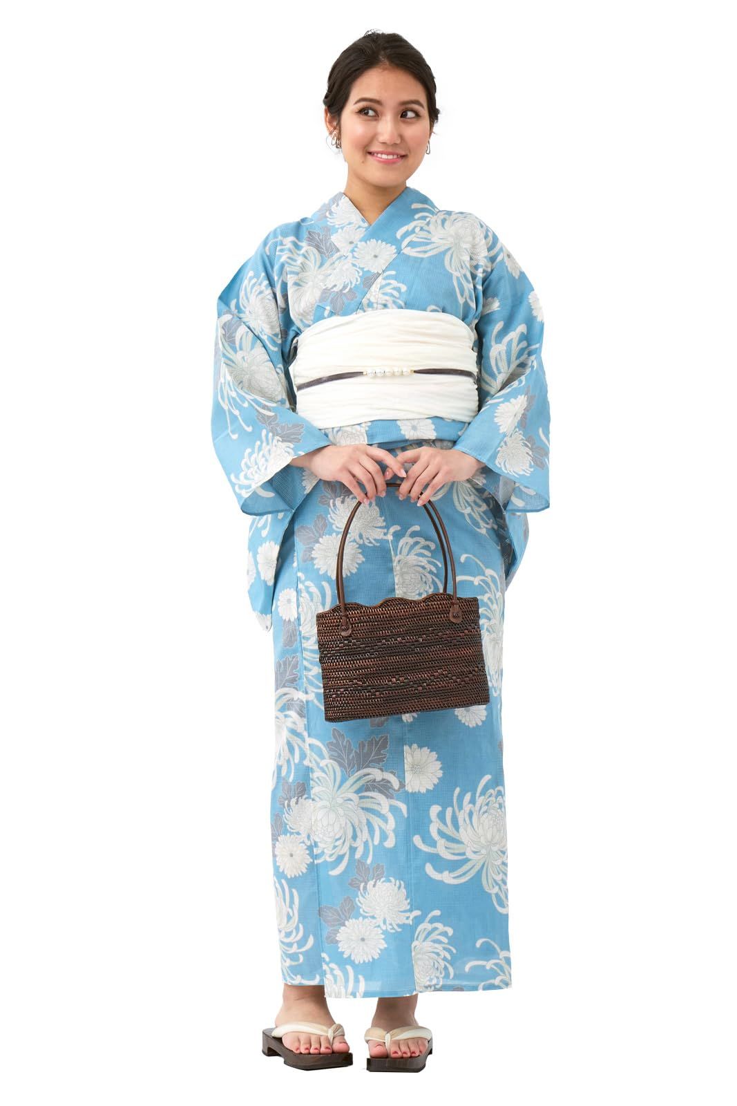 新品 [たゆたふ] 二部式浴衣 3点 セット 帯 下駄 花柄 簡単 二部式 セパレート パステル 乱菊柄 L 10,099円