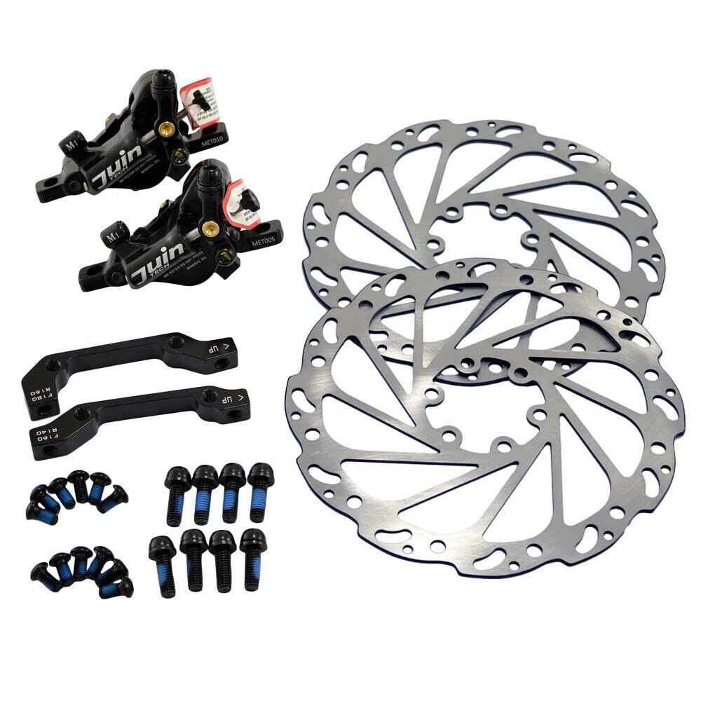 新品 JUIN TECH M1 Hydraulic MTB E-Bike Disc Brake Set 160mm with Rotor Front and Rear Black JT1948